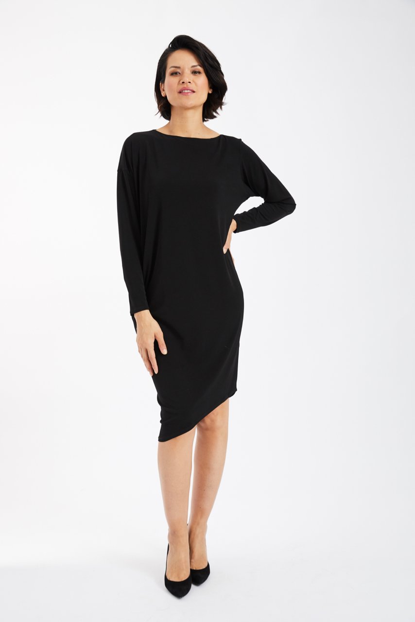 Gravitas Miki Asymmetrical Draped Jersey Dress - Navy