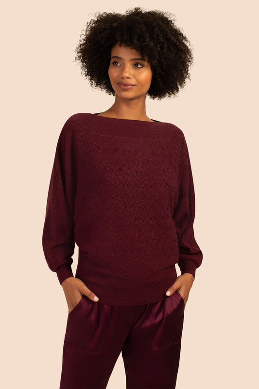 Trina Turk Halima Relaxed Wool Sweater - /Red - S