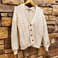 Lilla P Novelty Stitch Button Cardigan Sweater - Cable Knit - Off White/Ivory - M