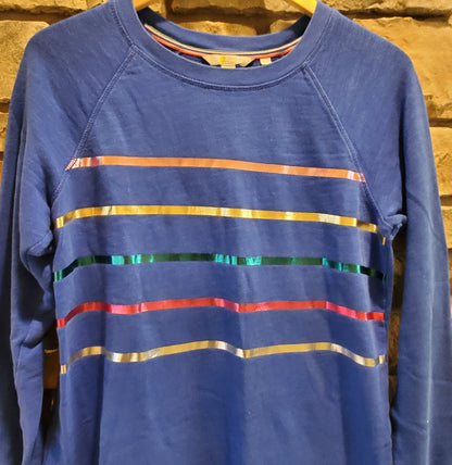 Boden Mabel Sweatshirt Dress - Stripes - Blue Multi/Summit - 8