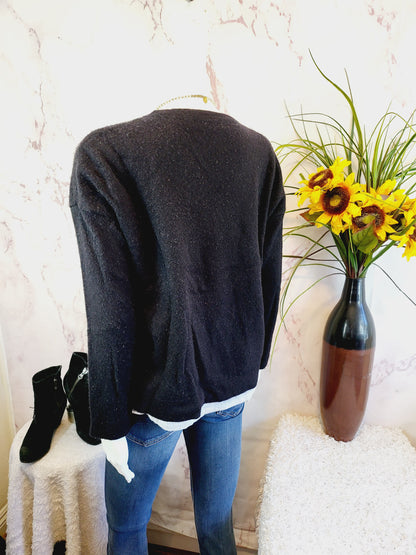 Kokun Relaxed Layered Cashmere Pullover - /Black Multi - M