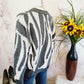 Michael Stars Maddie Jacquard Sweater - Animal - Gray Multi/Charcoal Combo - S