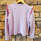 Lilla P Cashmere Contrast Ruffle Pullover Sweater - /Purple - L