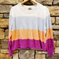 Lilla P Easy Striped Crewneck Sweater - Stripes - Multi/Orchid Multi - L