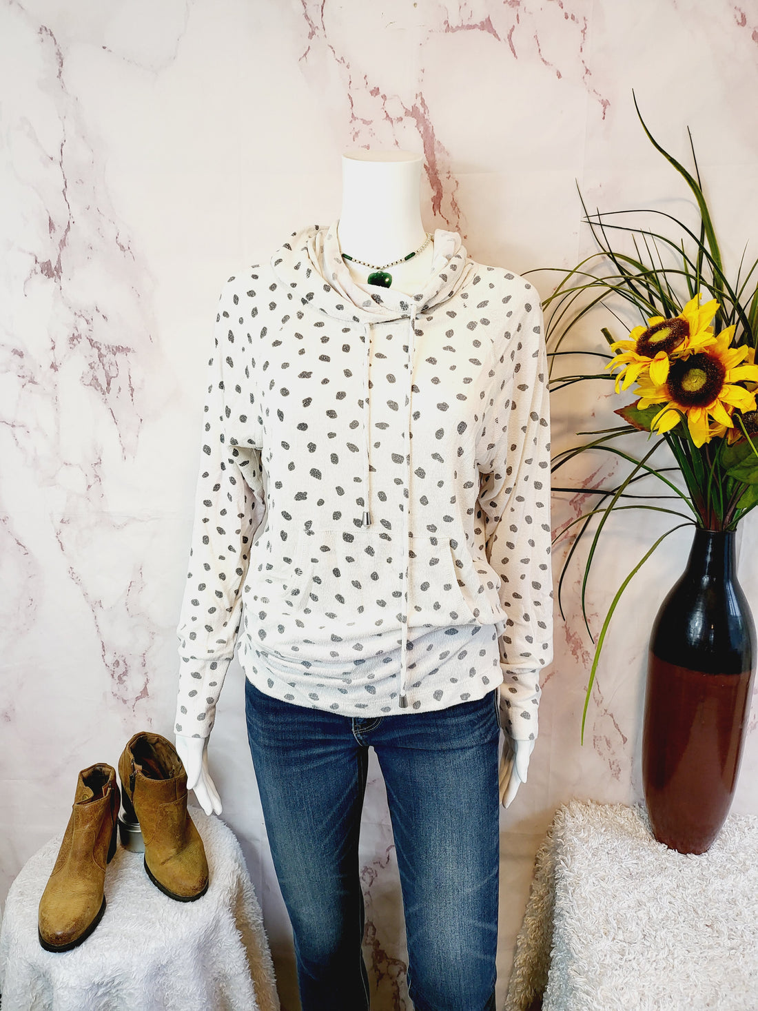 Tart Long Sleeve Billy Pullover - Dots - Beige Multi/Cheetah Dot - S