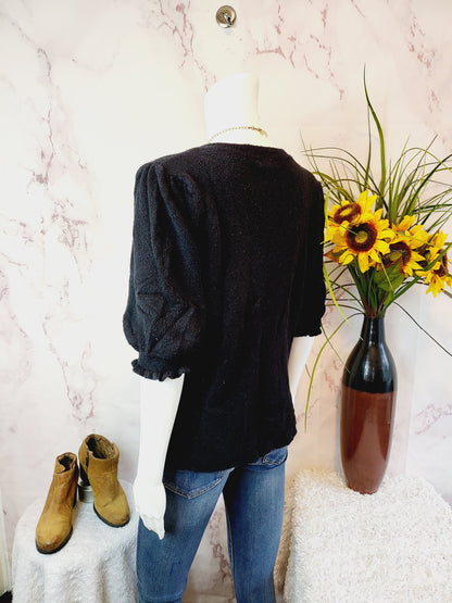 Lilla P Elbow Sleeve V-Neck size Large