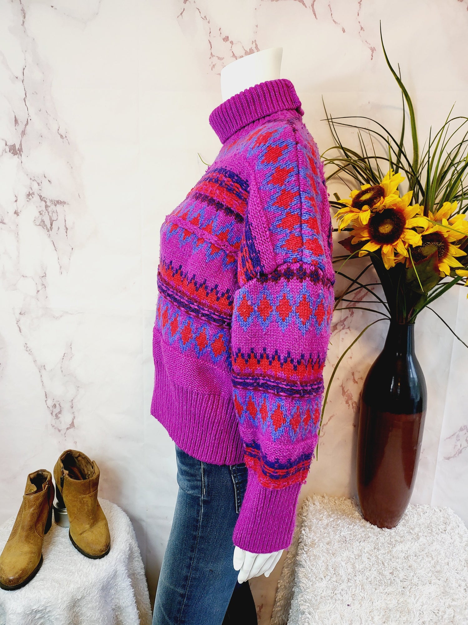 Rag &amp; Bone Willow Wool Fair Isle Turtleneck Size L