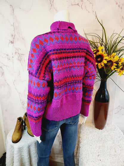 Rag &amp; Bone Willow Wool Fair Isle Turtleneck Size L