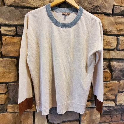 Lilla P Long Sleeve Colorblock Crewneck Sweater - /Beige Multi - S