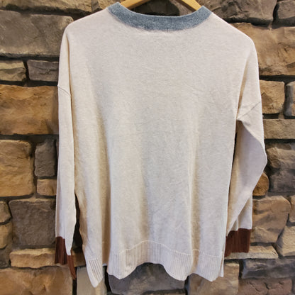 Lilla P Long Sleeve Colorblock Crewneck Sweater - /Beige Multi - S