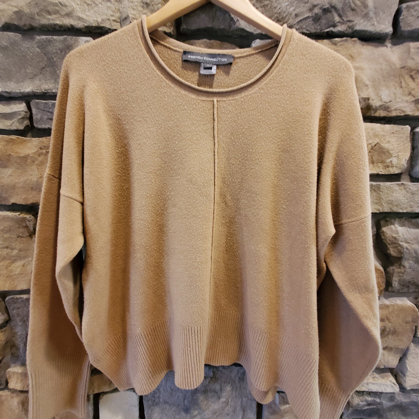 French Connection Long Sleeve Front Seam Sweater - Brown - L