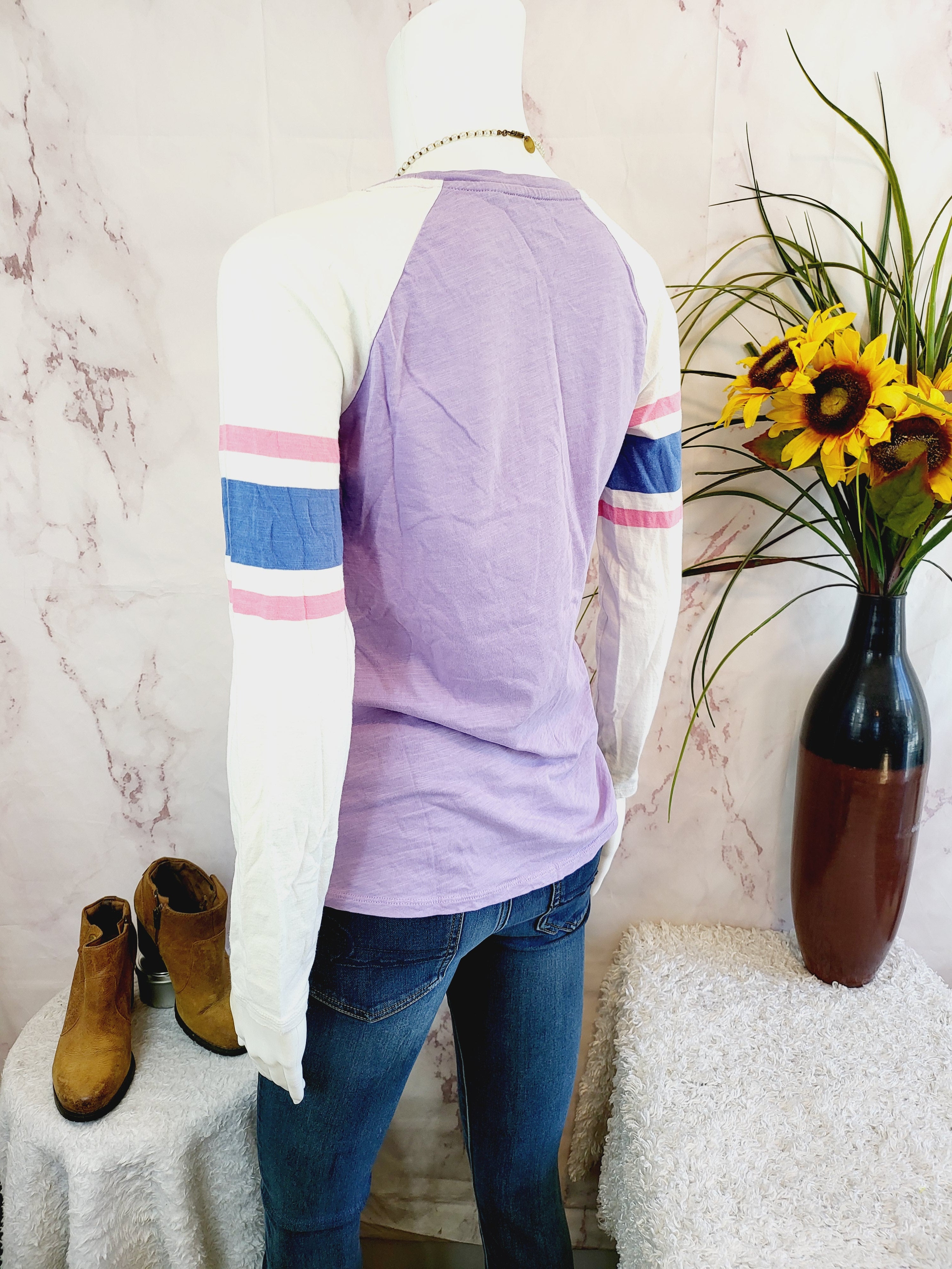 Boden long sleeve tee with stripe arm