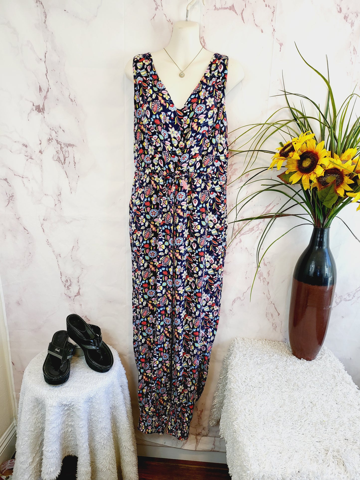 Boden Tie Waits Cecilia Jumpsuit - Floral - Navy Multi/Navy/Kaleidoscopic Floral - 12