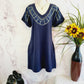 NIC+ZOE Pier Embroidered Shift Dress - /Navy Multi - L