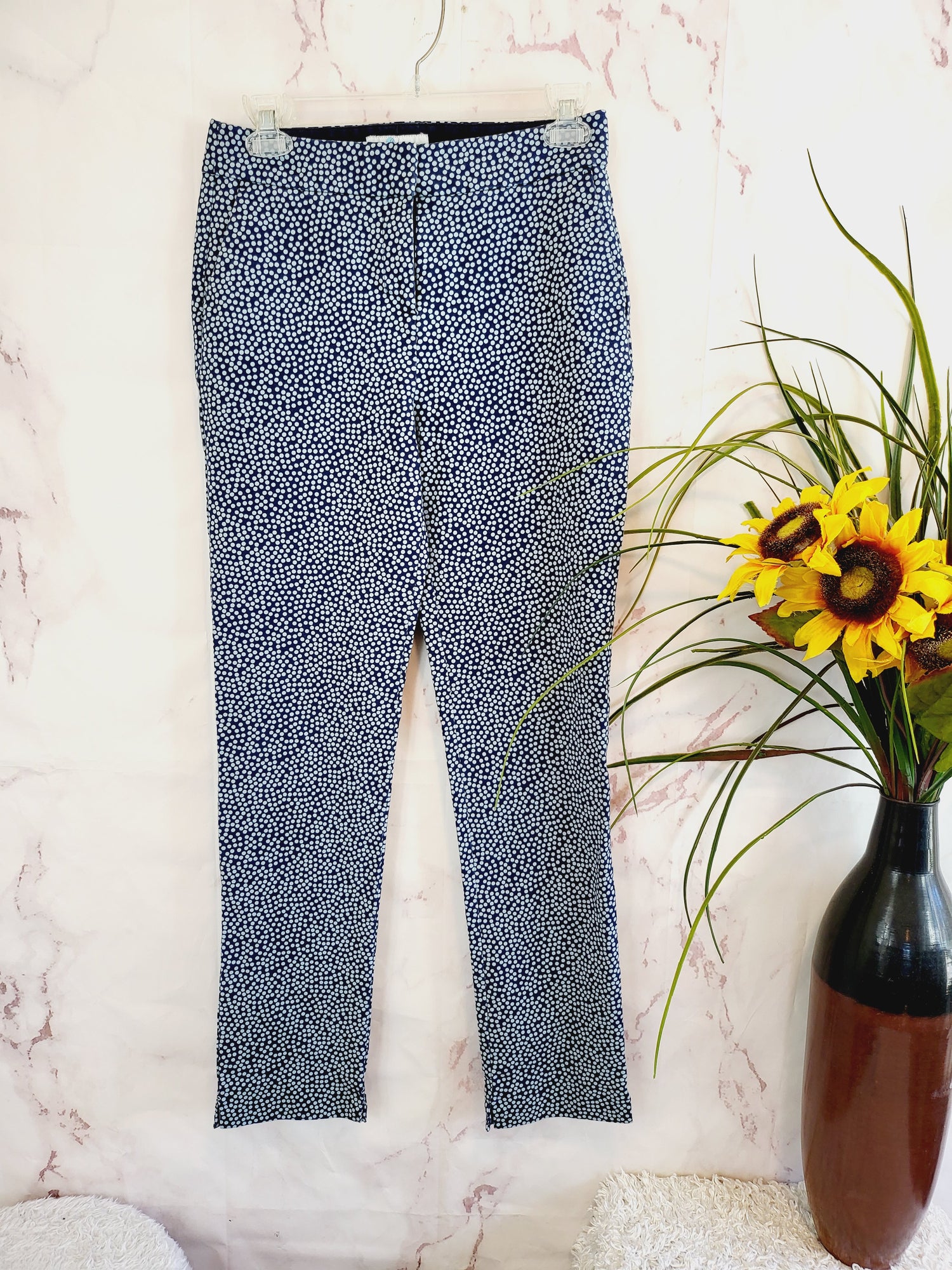 Boden Blue Abstract Richmond 7/8 Trouser Pants Size - 4