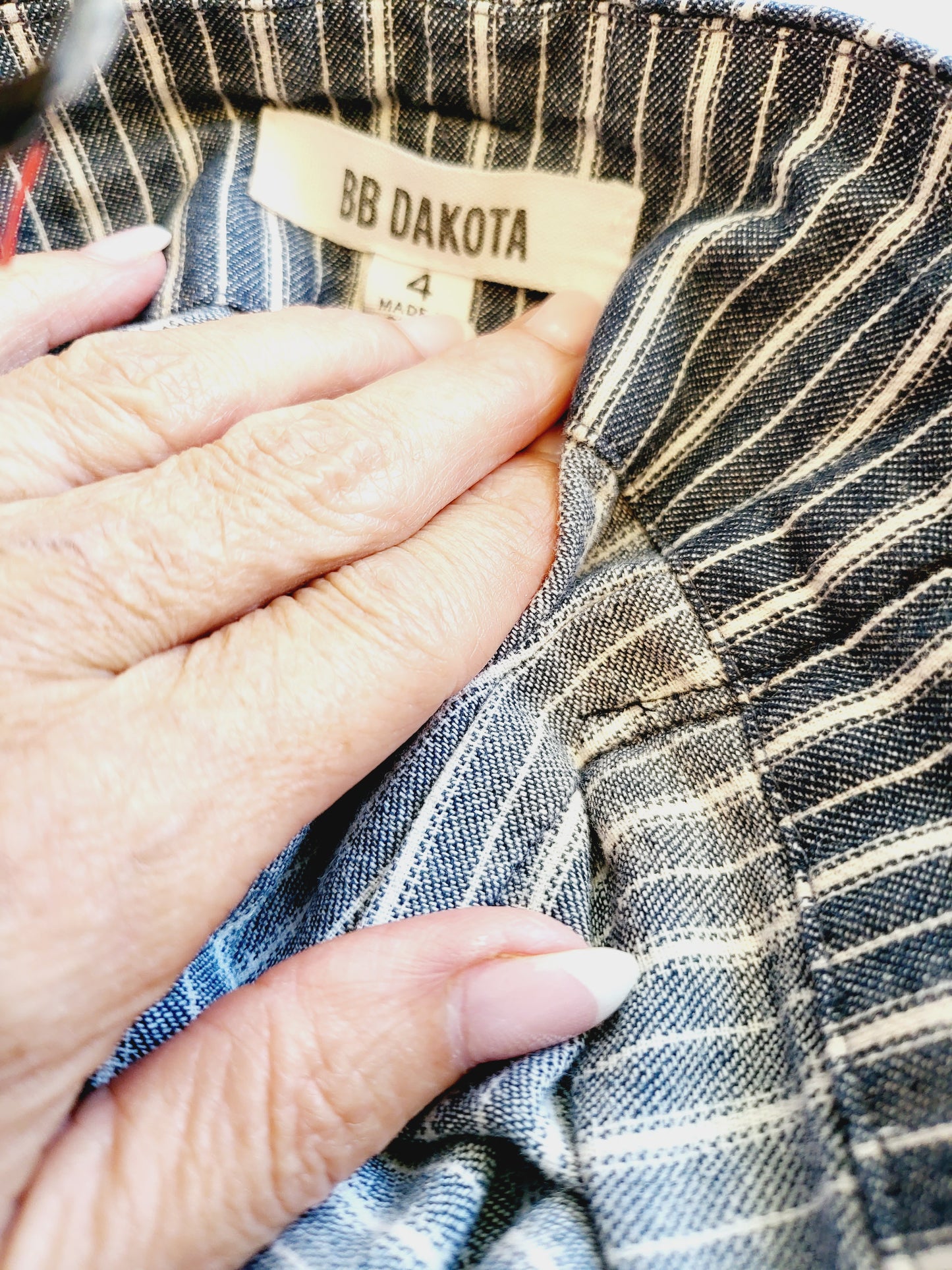 BB Dakota High-Rise Belted Tapered Pants - Stripes - Blue Multi/Blue - 4