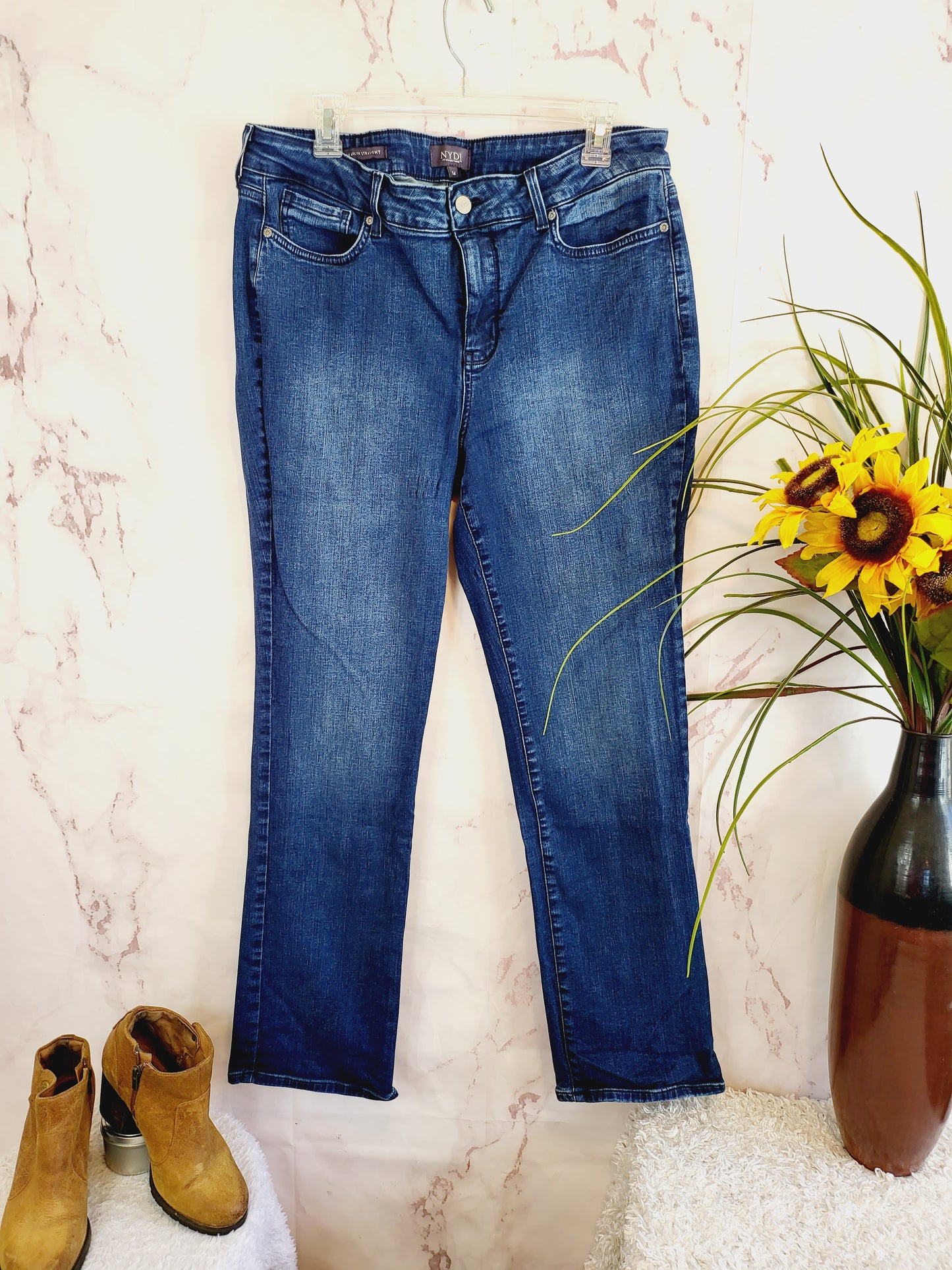 NYDJ Marilyn Straight Leg Jeans - /Blue - 14