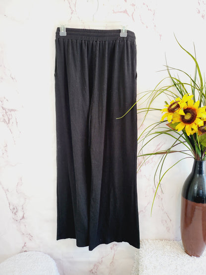 Lost + Wander Bitter Sweet Ribbed Wide Leg Pant - Black - L