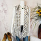 Tart Open Front Sequin Vest - Geometric - White Multi/Graphic Sequin