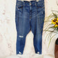 Good American High Rise Chewed Hem Skinny Jeans - /Blue