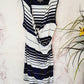 Michael Stars Maternity Striped Sleeveless V-Neck Drape-Front Body Con Dress - Stripes - Navy Multi