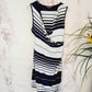 Michael Stars Maternity Striped Sleeveless V-Neck Drape-Front Body Con Dress - Stripes - Navy Multi