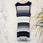 Michael Stars Maternity Striped Sleeveless V-Neck Drape-Front Body Con Dress - Stripes - Navy Multi