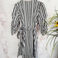 Eloquii 3/4 Puffed Sleeve V-Neck Self-Tie Striped Wrap Dress - Stripes - Black Multi