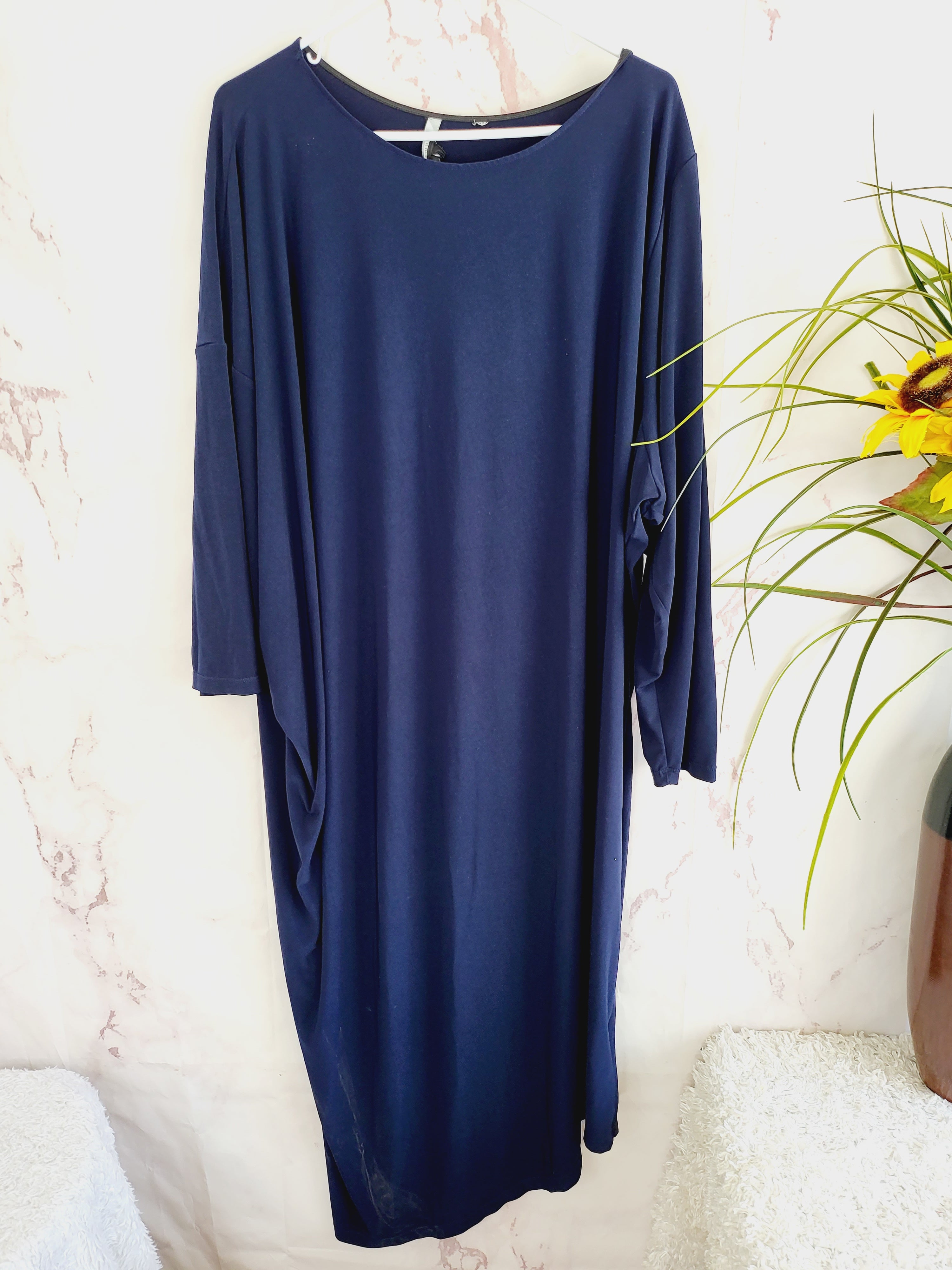 Gravitas Miki Asymmetrical Draped Jersey Dress - Navy