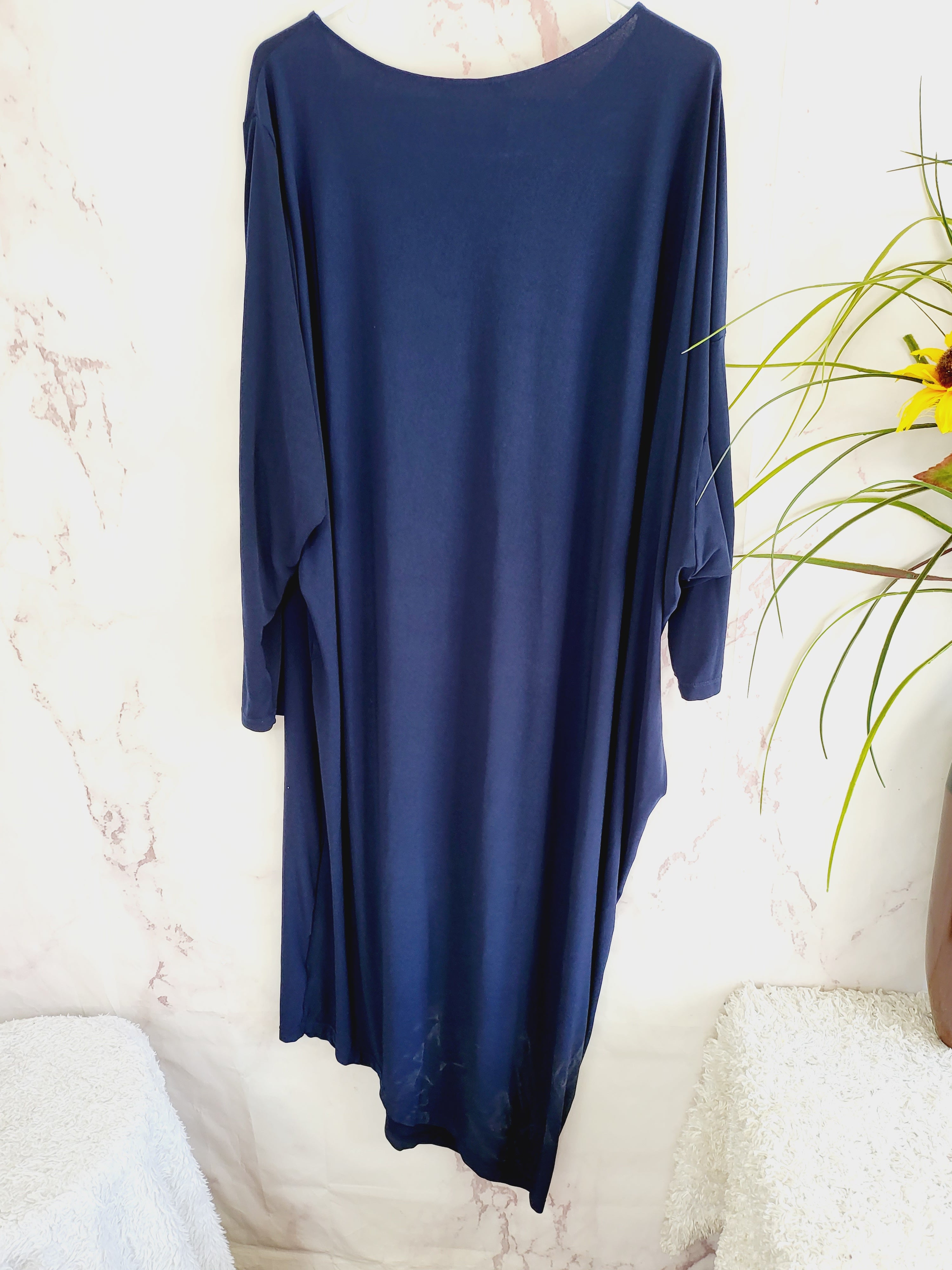 Gravitas Miki Asymmetrical Draped Jersey Dress - Navy