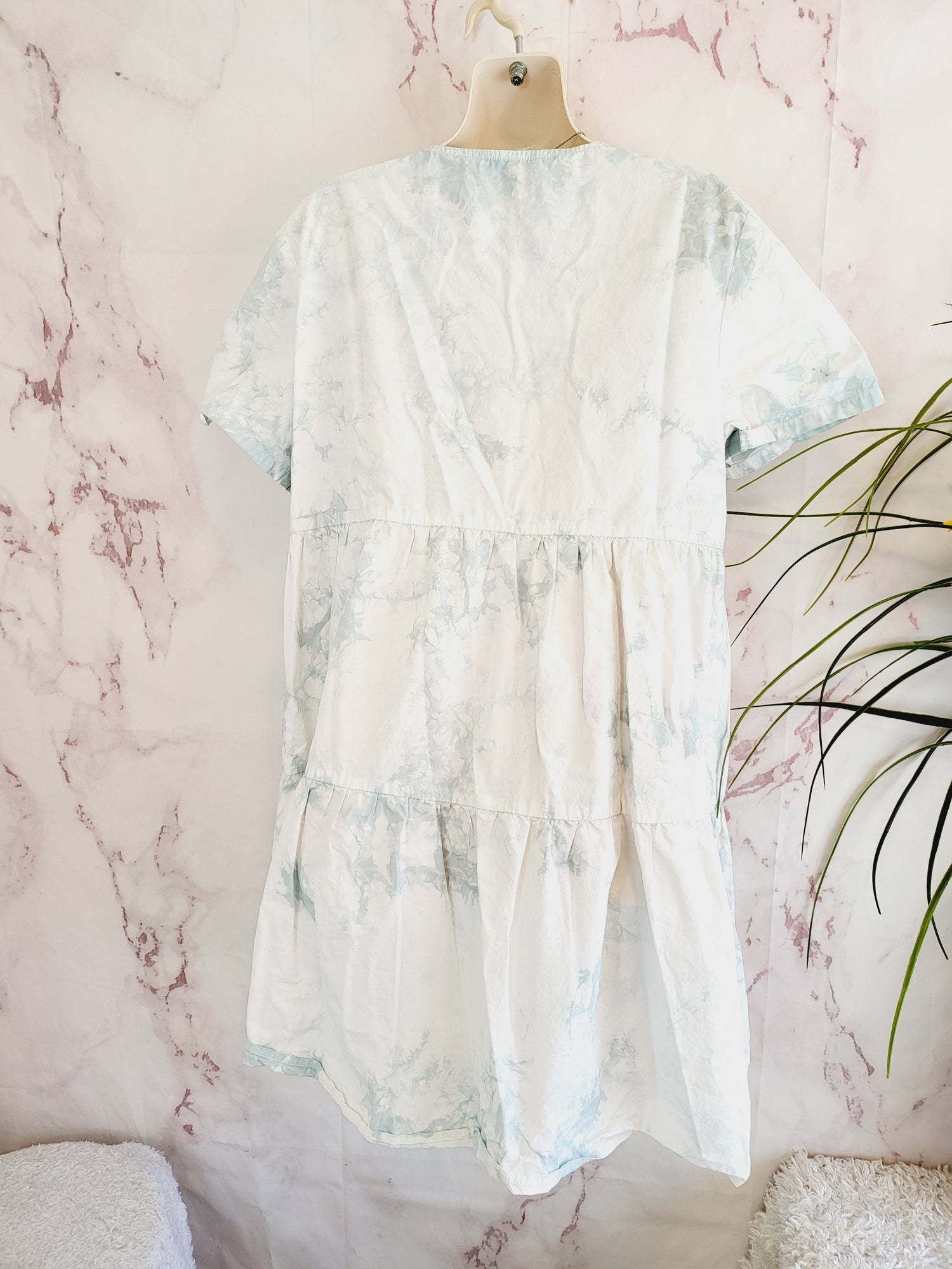 Madewell Mini Shirt Dress - Tie Dye - White Multi/Dusty Pool Tie Dye