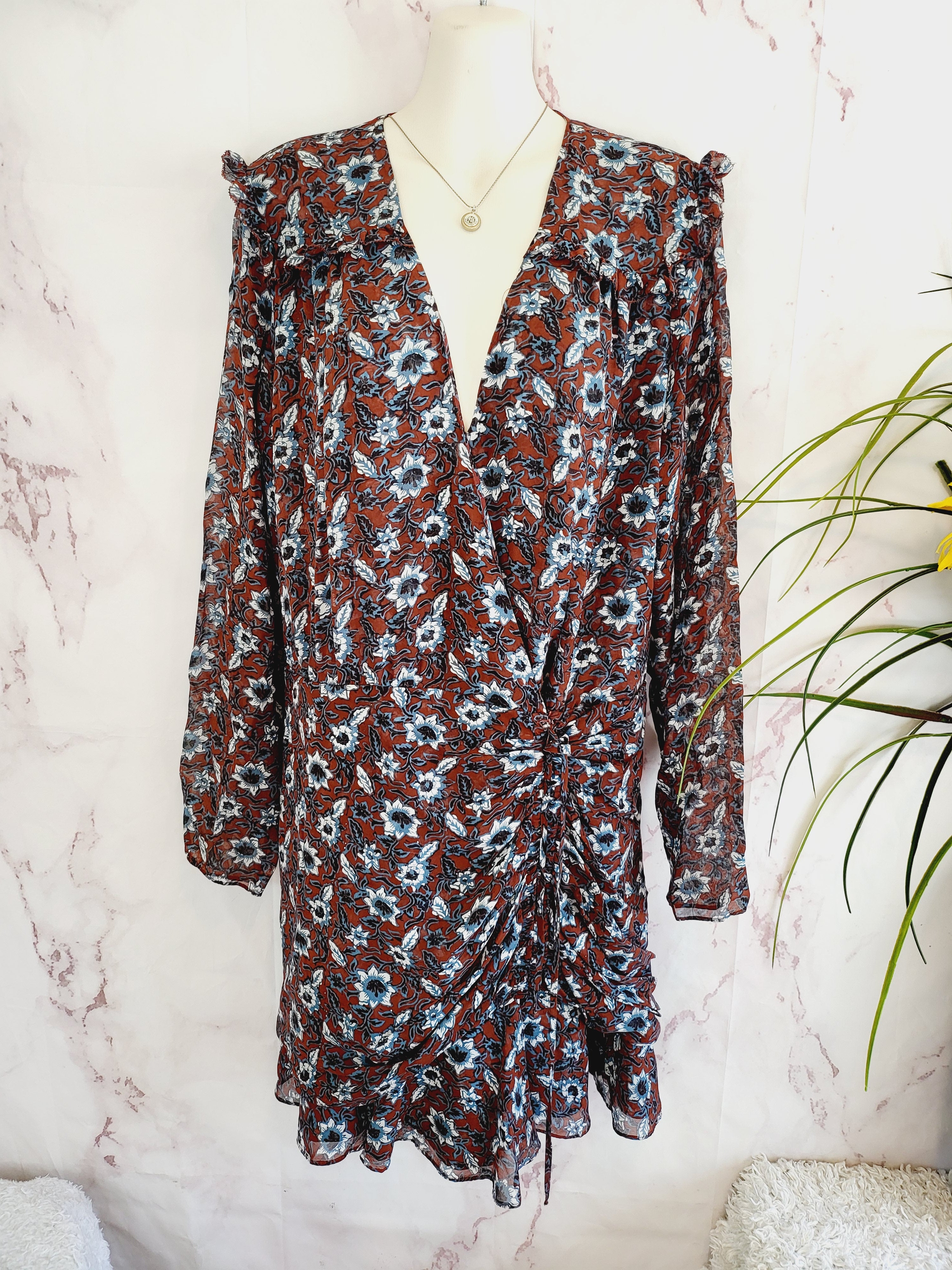 Veronica Beard Anjali Silk Floral Print Mini Dress - Floral - Red Multi/Clay Multi