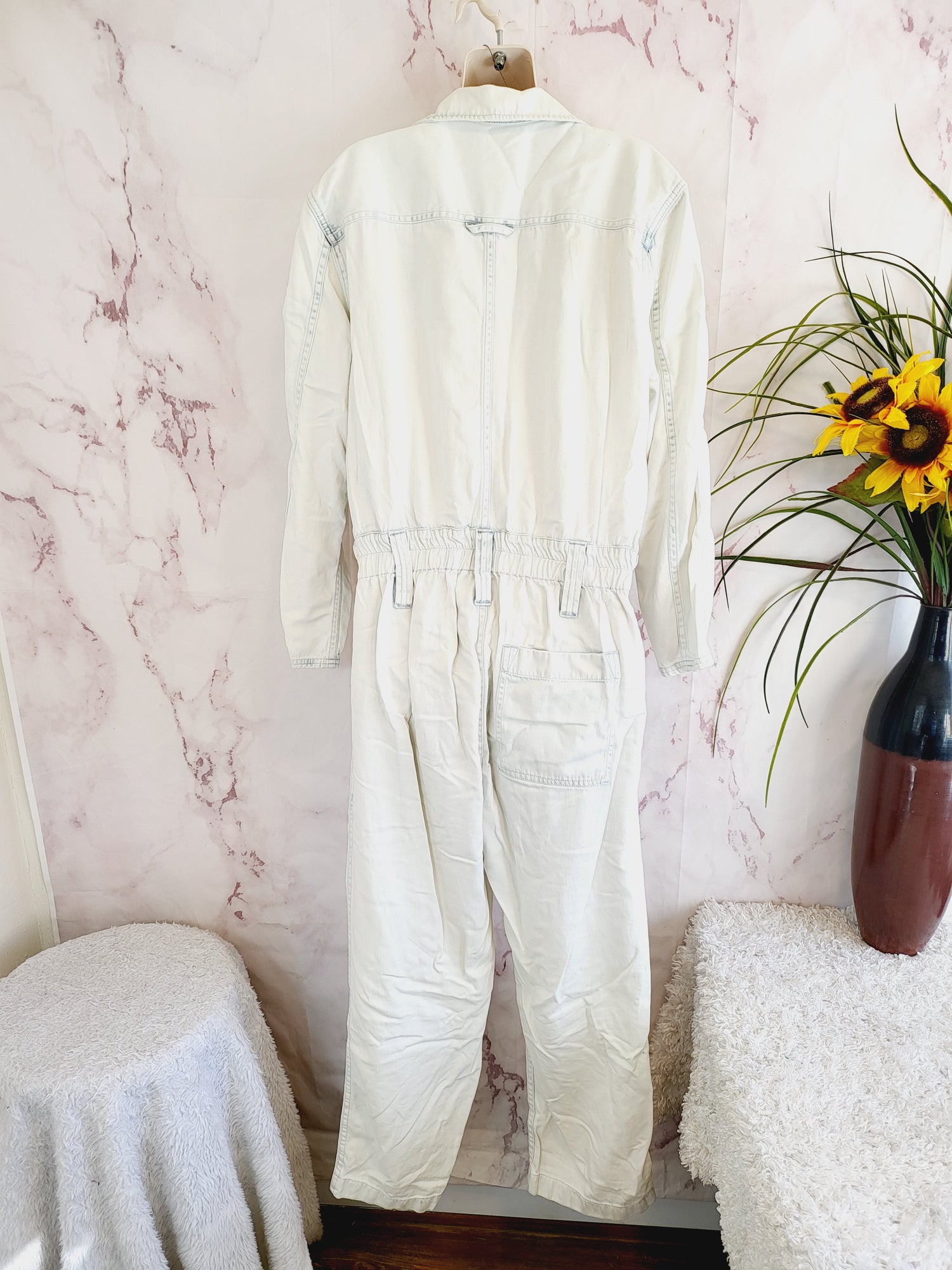 Thakoon Bleached Denim Utility Jumpsuit - /White Multi