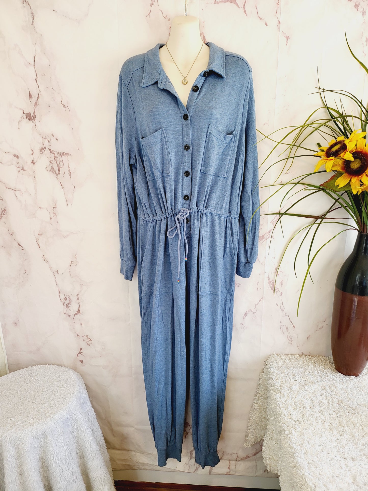 Boden Utility Jersey Jumpsuit - /Blue