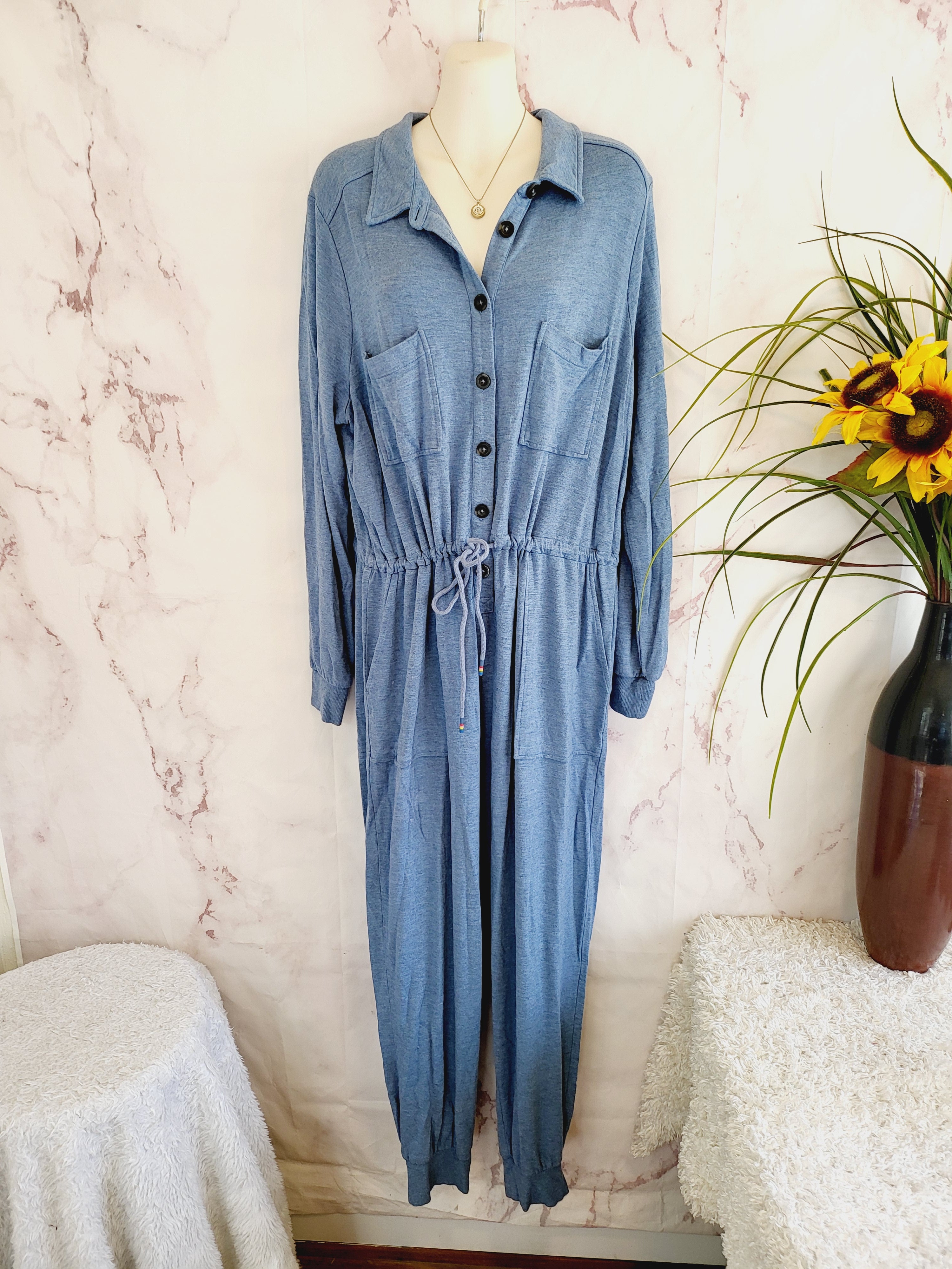 Boden Utility Jersey Jumpsuit - /Blue