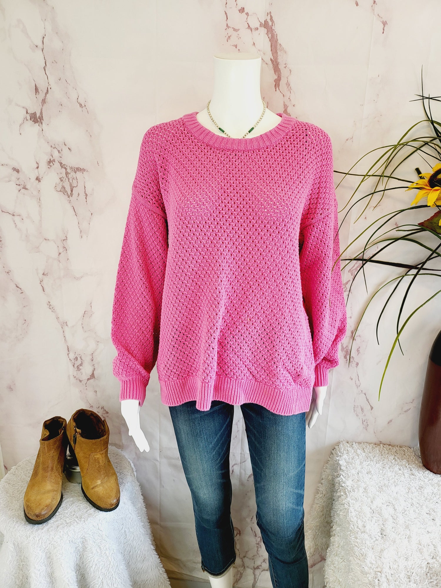 Brass Loose Weave Coastal Knit Sweater