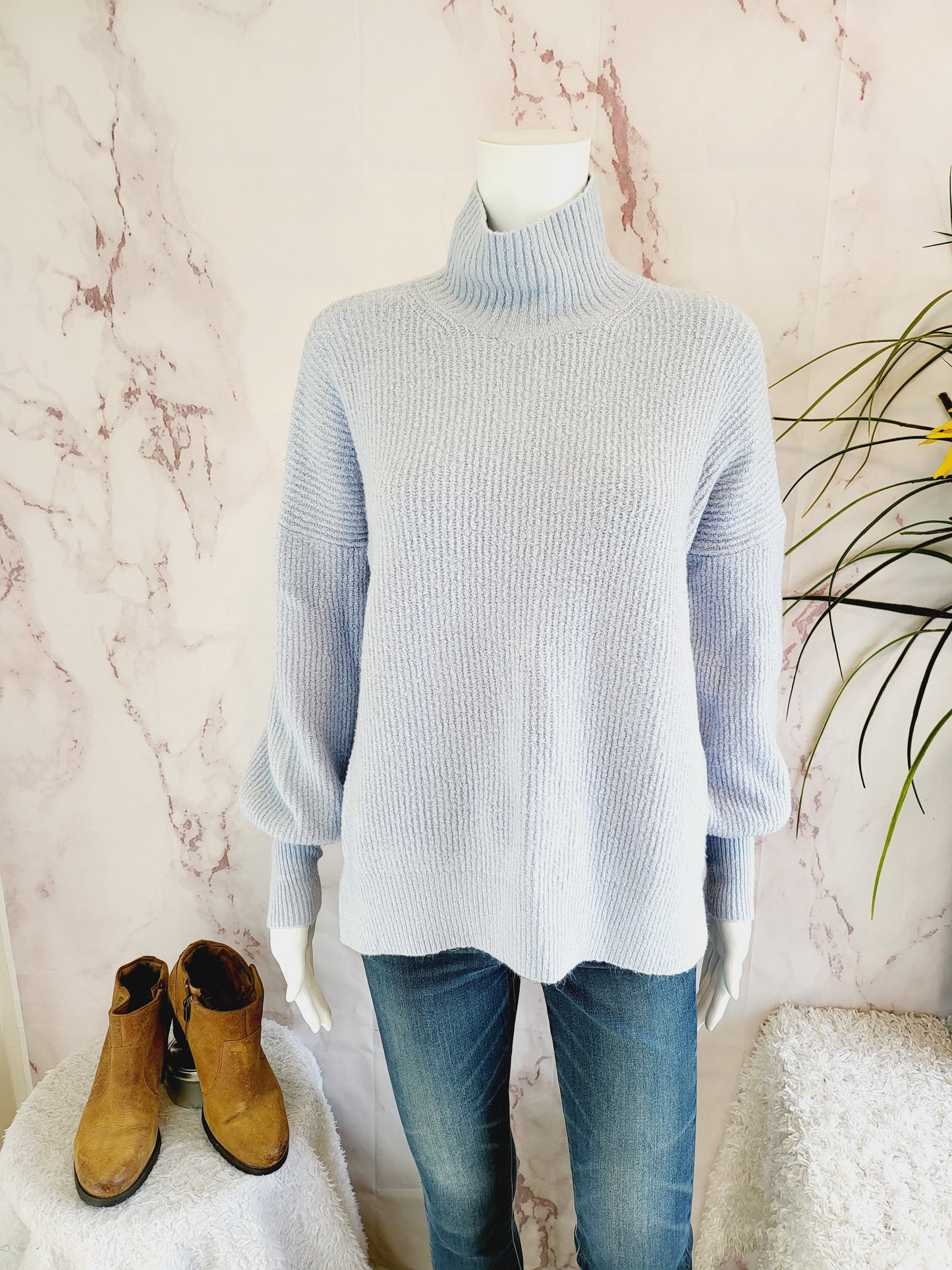 FRENCH CONNECTION  Flossy Orla Ribbed Turtleneck Sweater In Crystal Clear