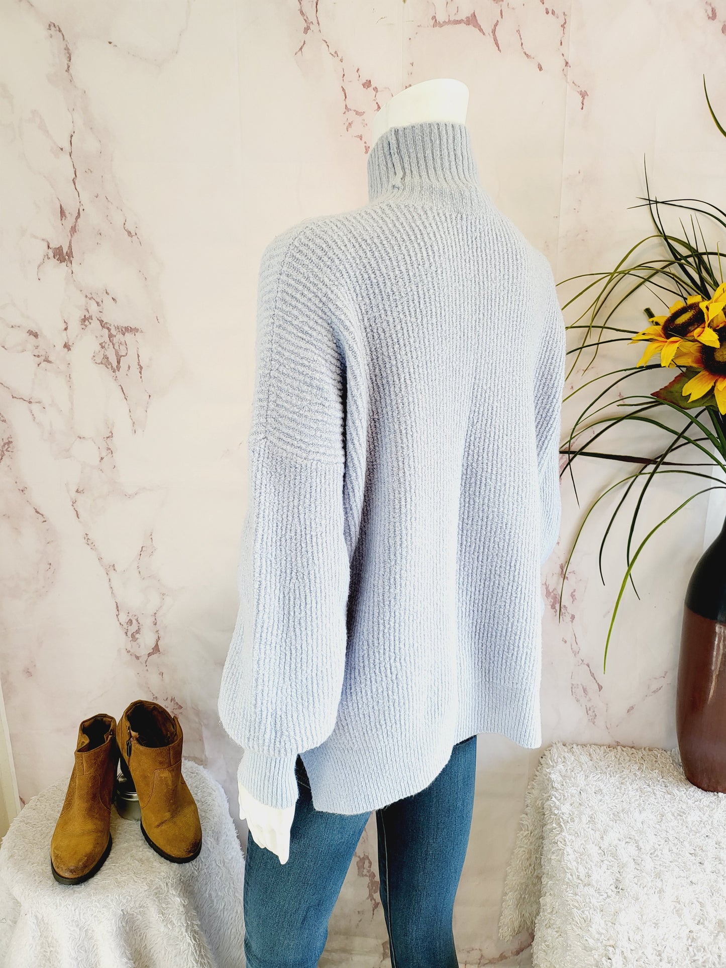 FRENCH CONNECTION  Flossy Orla Ribbed Turtleneck Sweater In Crystal Clear