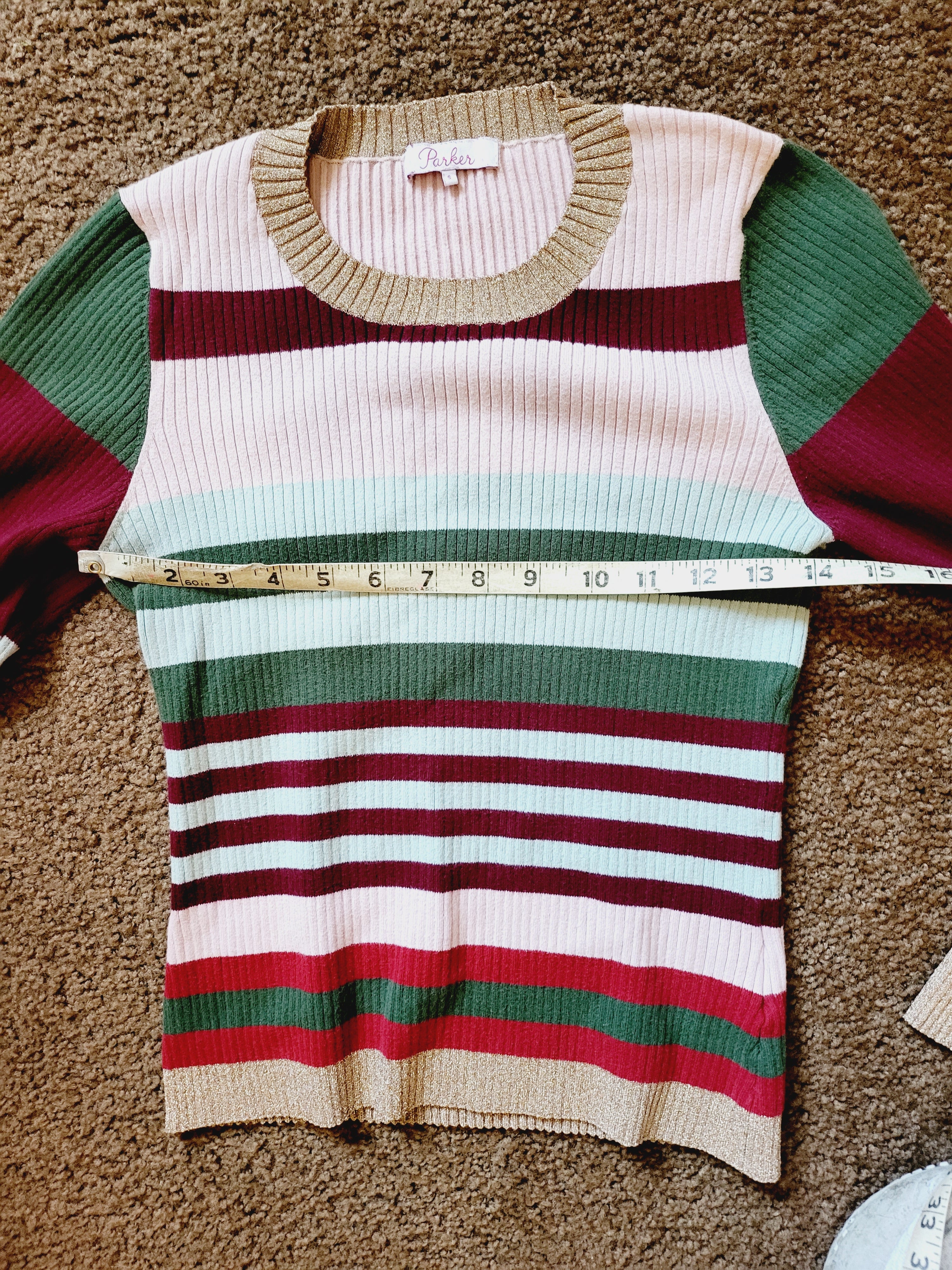 Parker Long Sleeve Crew Neck Ribbed Striped Sweater