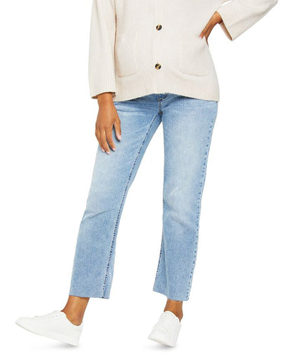 Mother Maternity Secret Fit Belly Light Wash Straight Leg Jeans - Blue - 28M