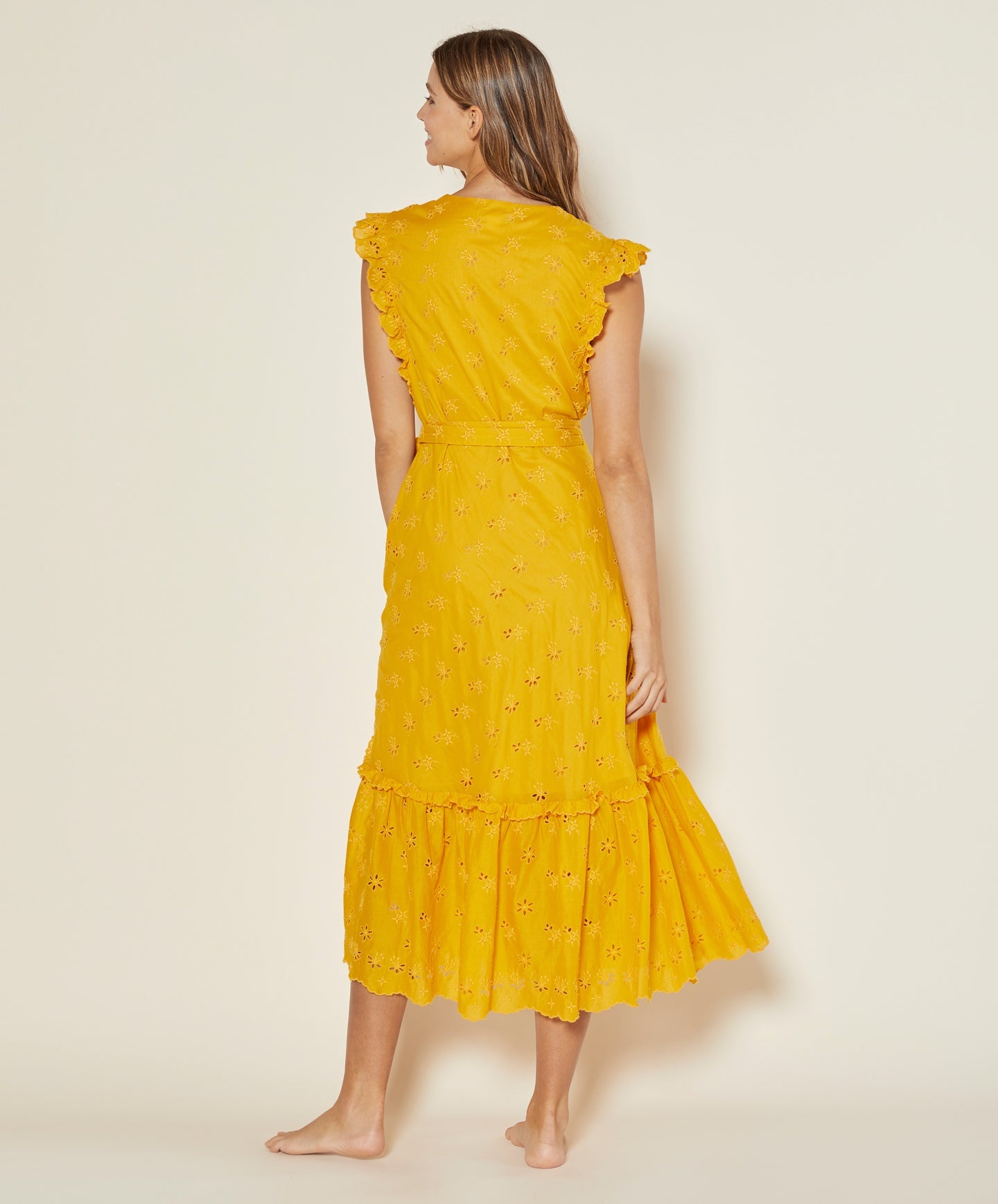 Outerknown Eyelet Kahlo Wrap Dress - Eyelet - Yellow/Golden Rod