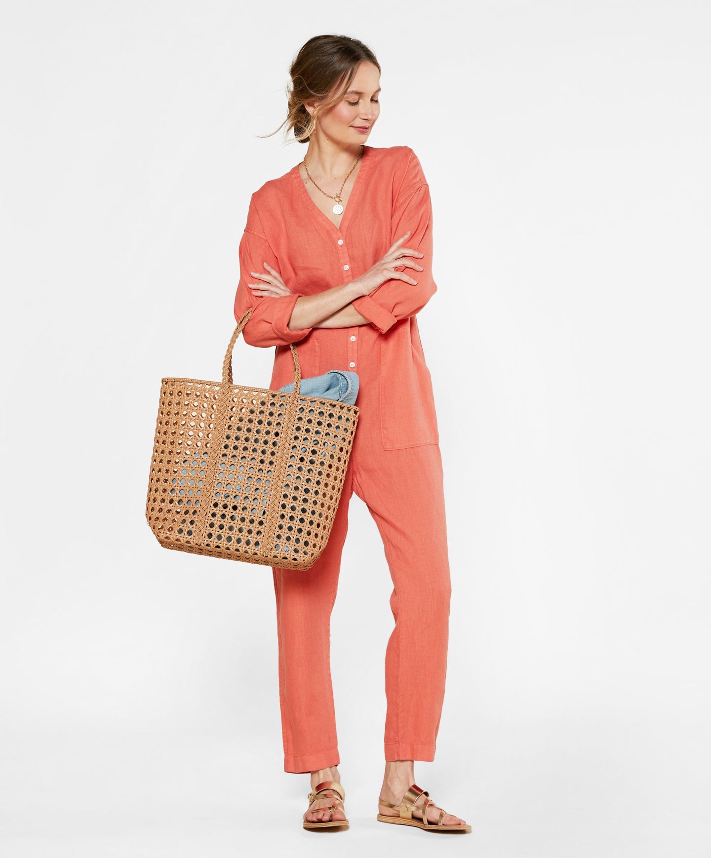 Outerknown Retrograde 3/4 Sleeve Linen Jumpsuit