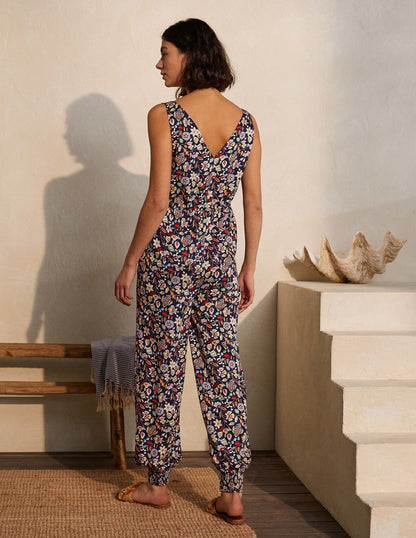 Boden Tie Waits Cecilia Jumpsuit - Floral - Navy Multi/Navy/Kaleidoscopic Floral - 12