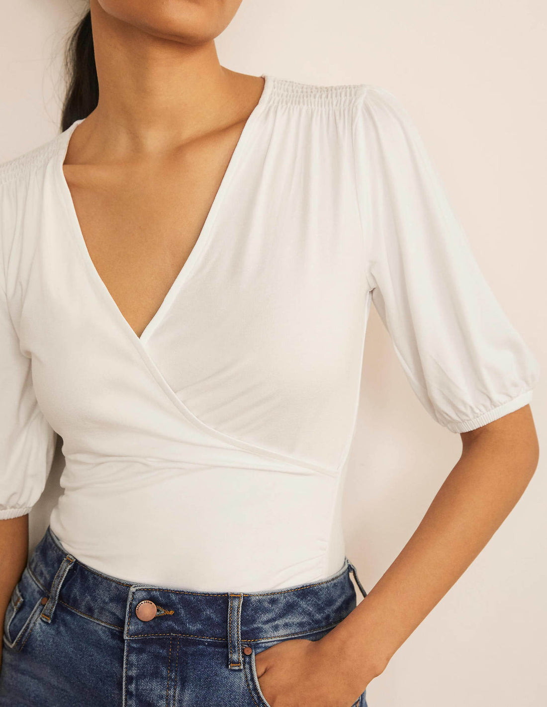 Boden Joanna Wrap Top - White - 20