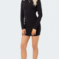 Edikted Black Long Sleeve Heart Back Cut Out Dress