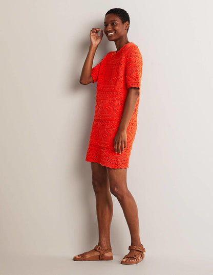 Boden Claudia Short Sleeve Knitted Dress - /Orange