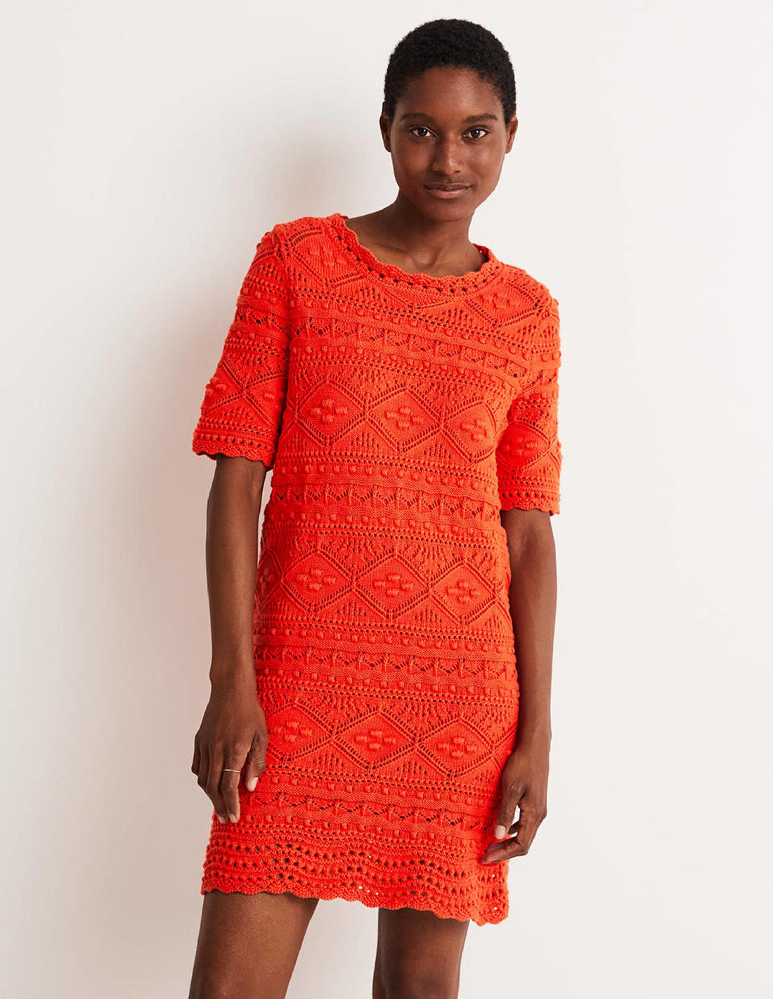 Boden Claudia Short Sleeve Knitted Dress - /Orange