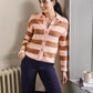 Boden Jewel Button Collared Open Cardigan - Stripes - Pink Multi/Milkshake/Camel Stripe - 10