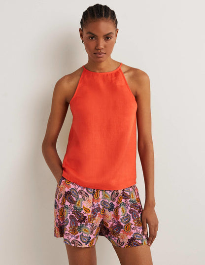 Boden Strappy Halterneck Linen Top - /Orange