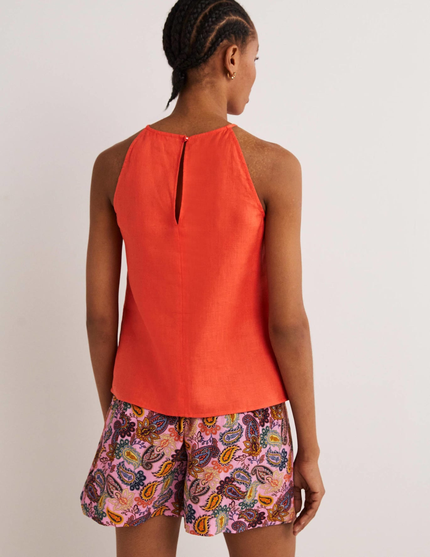 Boden Strappy Halterneck Linen Top - /Orange